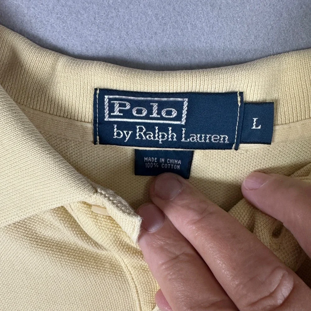 Polo Ralph Lauren Polo Mens L Yellow Short Sleeve Pique Cotton Old Money Preppy